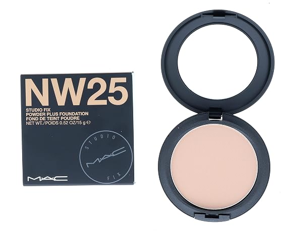 MAC Studio Fix Powder Plus Foundation - NW25 - Mid Tone Beige with Rosy Undertone for Light to Medium Skin (Neutral-warm) 15g / 0.52oz