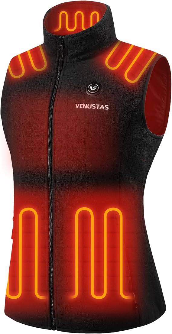 Venustas Women's Heated Fleece Vest, Up to 20 Hours Warmth, Lightweight Electric Vest With Battery