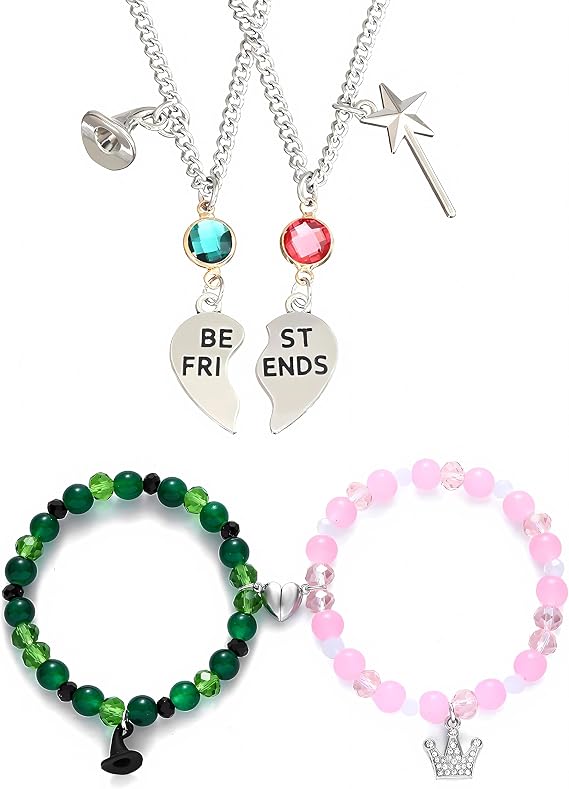 Matching Couple Bracelets Set - Witch Hat Rhinestone Crown BFF Bracelets for Women Best Friend Jewelry Gifts for Valentine's Day Friendship Bracelets for Couples Sisters or Relationship