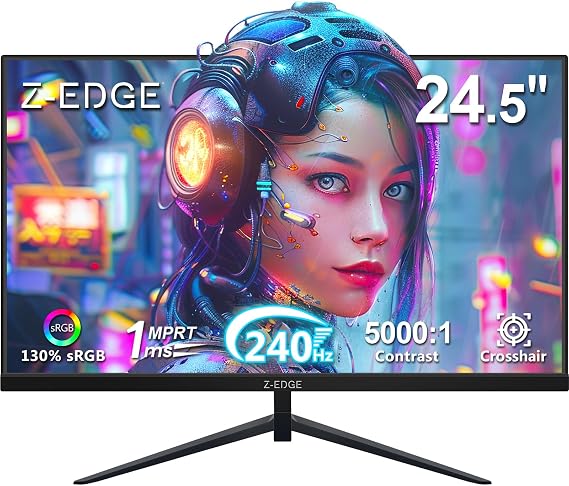 Z-Edge 24.5 inch 240Hz 165Hz 144Hz Gaming Monitor, FHD 1080p, MPRT 1ms