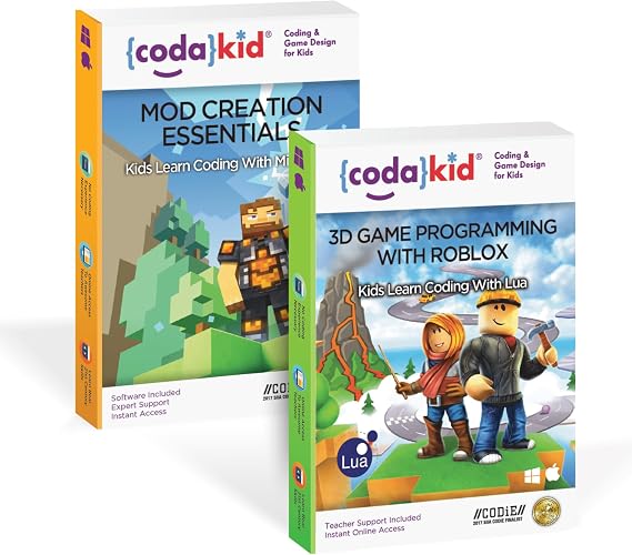 CodaKid Coding Bundle for Kids Learn Lua with Roblox + Java with Minecraft Mods 190+ Hours of Award-Winning Online Coding Courses Ages 9+ PC & Mac
