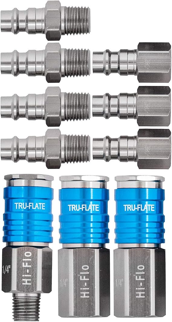 Tru-Flate 13-907 1/4" HI FLO Design x 1/4" NPT Aluminum Plug/Coupler Set