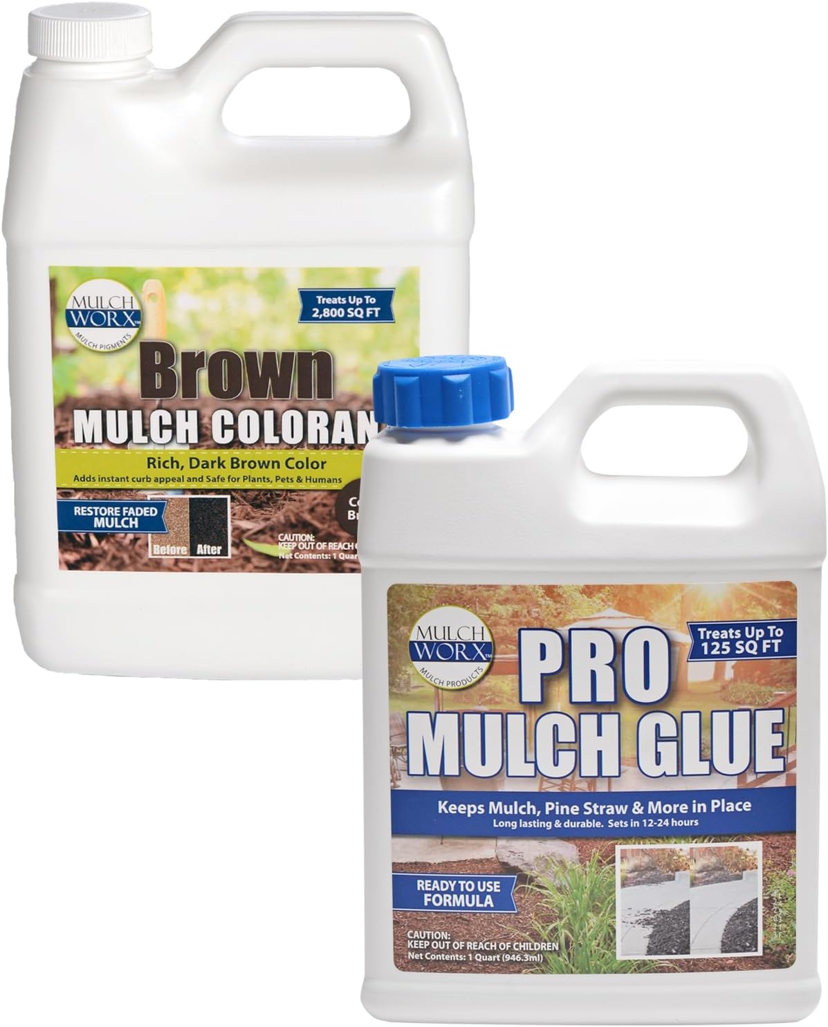 Pro Mulch Glue Ready to Use- Glues & Locks Mulch and Brown Mulch Color- Rich Dark Brown Mulch Dye Spray - Quart 32oz