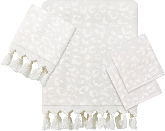 Nicole Miller - 4pc Towel Set, Soft & Absorbent, Dorm Room Essentials (Celina Collection, Cream) | 100% Cotton, 4-Piece Towel Set, Soft & Absorbent, Coordinated Bath Set, Machine Washable