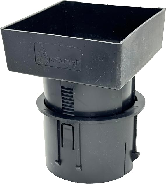 Square 4x4 inch Adjustable Downspout Gutter to Any 4" Round Pipe - Black