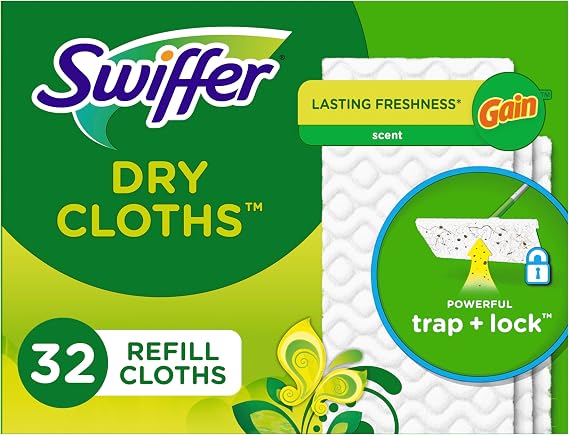 Swiffer Sweeper Dry Sweeping Pad Refills for Floor mop Gain Scent 32 Count by Swiffer