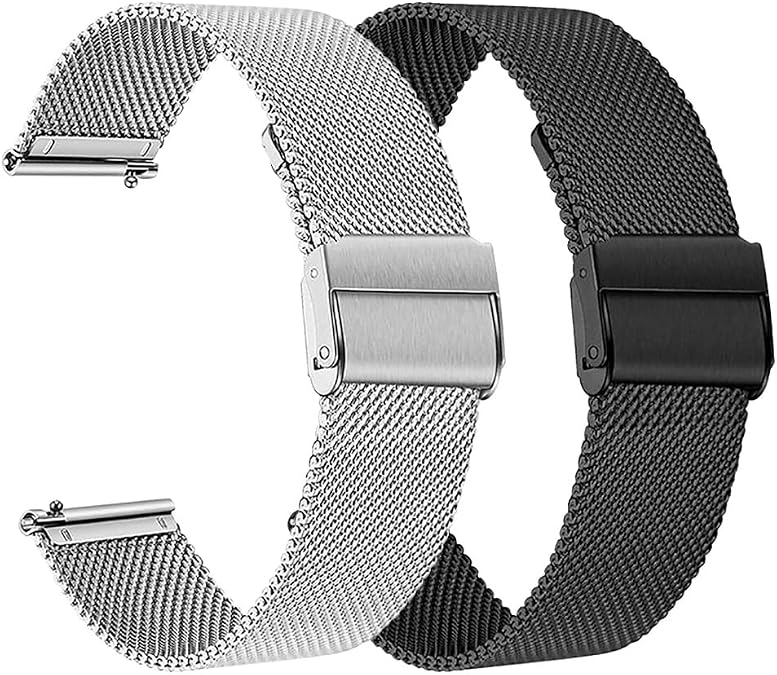Compatible with Yoever IDW19/Yoever IDW28/Yoever IDW20 Smartwatch Band, Adjustable Stainless Steel Bracelet + Mesh Strap