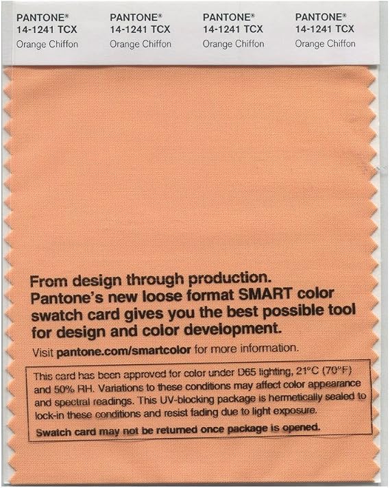Pantone Cotton Swatch Card Color Standard, Color # 14-1241, Orange Chiffon