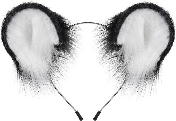 HAOAN Animal Furry Ears Headband Handmade Faux Fur Hair Accessory for Halloween Christmas Party