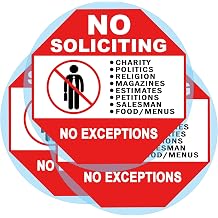 3 Set No Soliciting Sticker Static Cling Decal Inside Outside Window 6 x 6 Inch Removable and Reusable