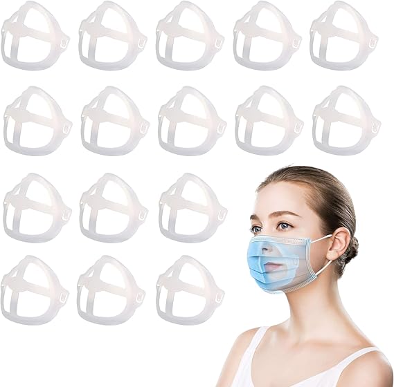 16Pcs Face Bracket for Mask -3D Mask Bracket -Face Mask Internal Support Frame, More Space for Comfortable Breathing, Lipstick Protector ,Washable Reusable