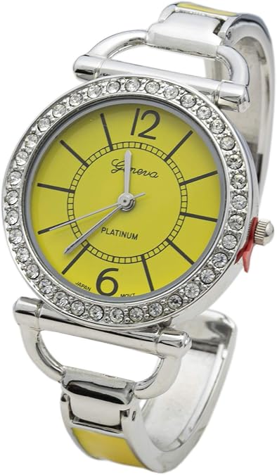 Collections Quartz Women's 34mm Rhinestone Bezel Cuff Bangle Watch