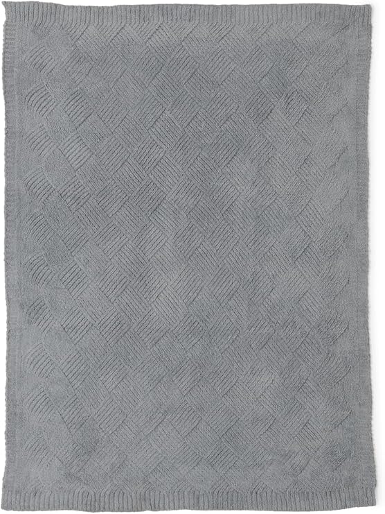Barefoot Dreams CozyChic Diamond Weave Blanket, Moonbeam, 45"x60"