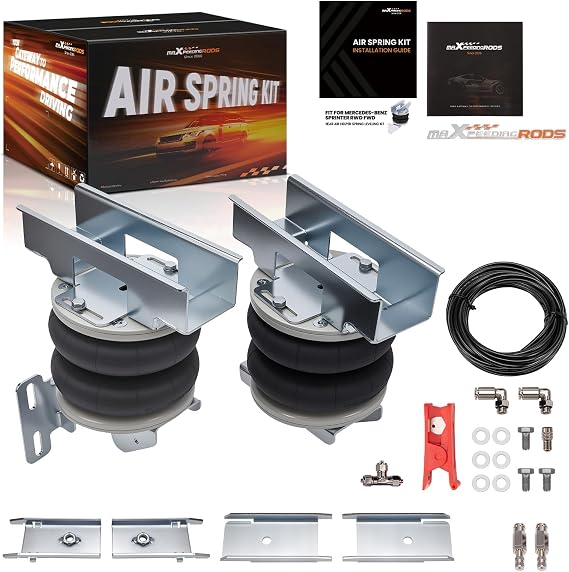 maXpeedingrods Air Suspension Kit for Mercedes-Benz Sprinter 2006-2020, Single rear wheel RWD and FWD, 2 x Air Spring + 7 x Mounting Bracket +Airline + Mounting Bolts, 4000kg