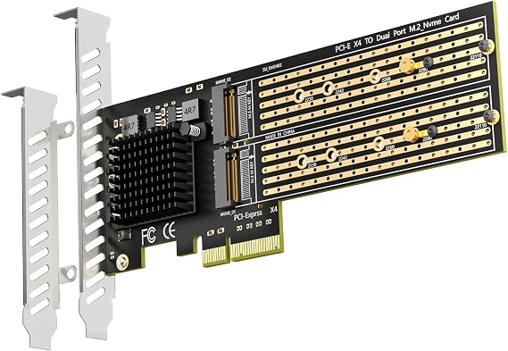 GLOTRENDS PA20 Dual M.2 PCIe 3.0 Adapter 2 NVMe SSDs PCIe Splitter / M.2 NVMe RAID Support