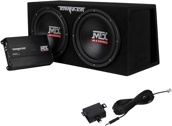 MTX TNP212DV 12 Inch 2000 Watt Dual Loaded Subwoofer Enclosure with Amplifier and MWA040 External Bass Control Knob Accessory