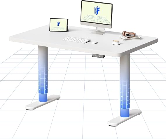 FLEXISPOT Electric Standing Desk One Piece Desktop CylineX Height Adjustable Sit Stand Up with Memory Smart Panel, 100x60 White