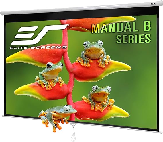 Elite Screens Manual B, 100-INCH 16:10, Manual Pull Down Projector Screen 4K / 8K Ultra HDR 3D Ready Auto-Lock Mechanism, M100X
