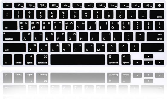 Korean US Keyboard Cover for MacBook Air 13" Pro 13" 15" 17",Black | Silicone Protector for A1369 A1466 A1286 A1425 A1278 A1398 2015,Durable,Wear-resistant,Perfect Fit,Keyboard Accessories