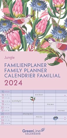 GreenLine Jungle 2024 Familienplaner - Wandkalender - Familien-Kalender - 22x45 Klein