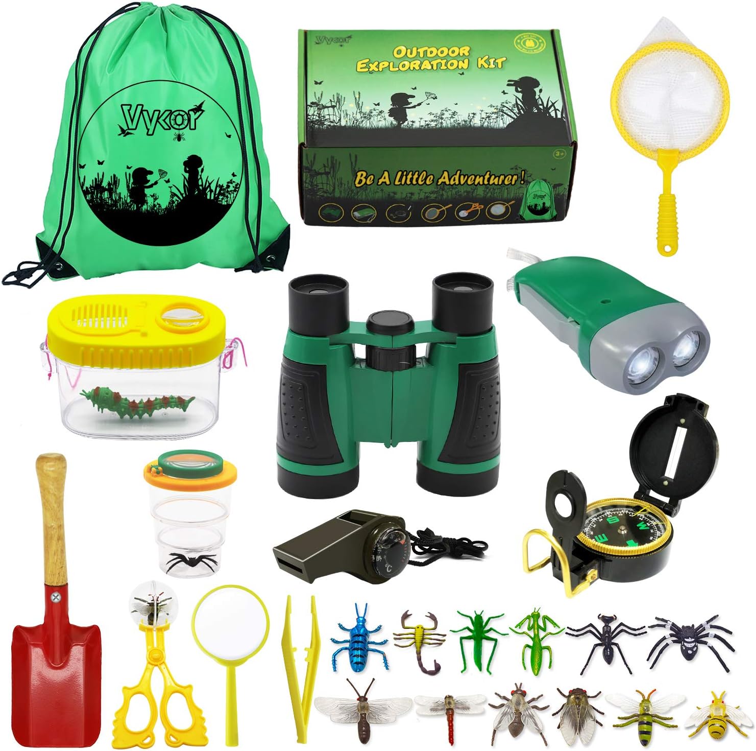Outdoor Explorer Kit Toys Kids Adventure Kit for Children Bug Catcher Set 25PCS Explorer Accessories Kids Binoculars Toy Set Christmas Educational Gifts for Kids Nature Insect Lovers Toys