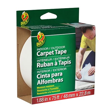 Duck Brand Indoor/Outdoor Carpet Tape, 1.88-Inch x 75 Feet, White (442062), Pack of 1