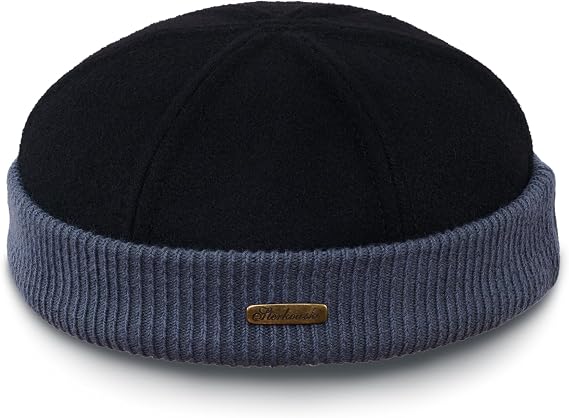 Sterkowski Navy Watch | 100% Wool Beanie for Men and Women | Warm Classic Seaman Hat with Ribbed Band