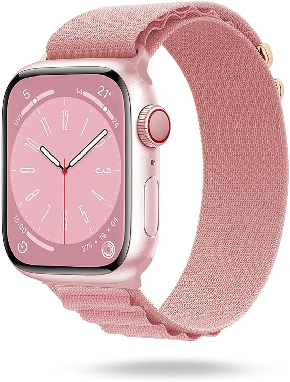 ONEFLOW Active Loop Compatible with Apple Watch 9 (45 mm) Strap Nylon Fabric Textile iWatch Bracelets Women Men Sport Thin Soft Outdoor Sports Strap Replacement Watch Band Pink