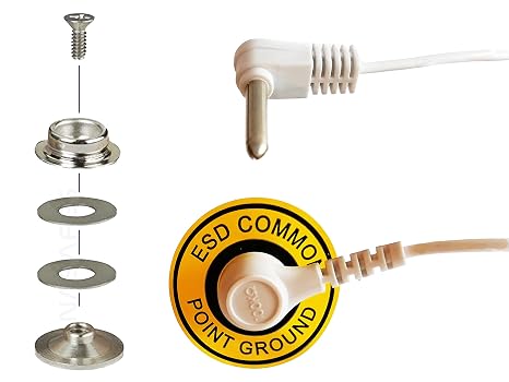 ESD Grounding Plug with Grounding Snap Kit and 16 ft Grounding Cord | Ground Plug ESD for Universal Grounding Mat and ESD Table Mat