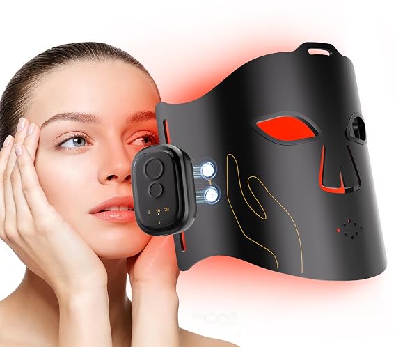 Red Light Therapy for Face Set, Wireless Red Light Therapy Mask with 4 Modes-Red/Blue/Yellow/Purple Light, with Rechargeable Batteries, 850nm NIR, 336 LED Beads, Timing Function, Gifts for Women