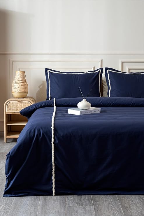 Boho Saçaklı Mavi Nevresim Takımı Çift Kişilik 200 x 220 7031A
