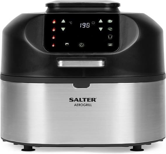 Salter EK4549 AeroGrill Air Fryer – 5-in-1 Tabletop Multicooker & Health Grill, Family Size 5.2L Capacity, Temperature Probe Include, LED Digital Display, Air Fry/Roast/Bake/Dehydrate/Grill, 1750 W