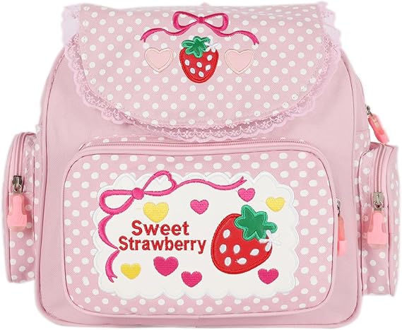 Kawaii Strawberry Backpack Pink Cute Mini Aesthetic Backpack Japanese Anime Cutecore Small Bookbag