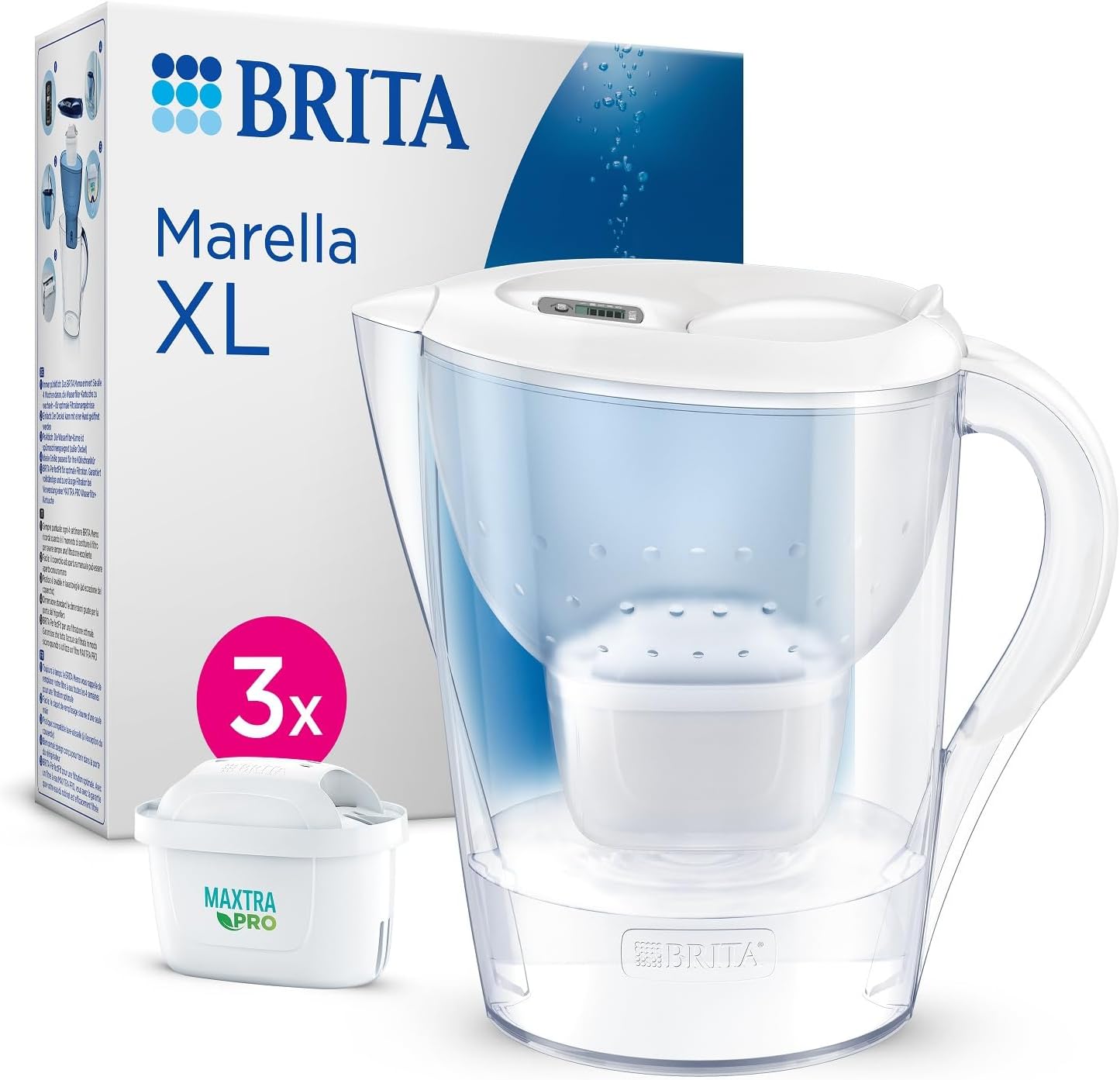 BRITA Marella XL 3x Maxtra Pro All-in-1 Filtered Water Purification Jug - White 3.5 lt