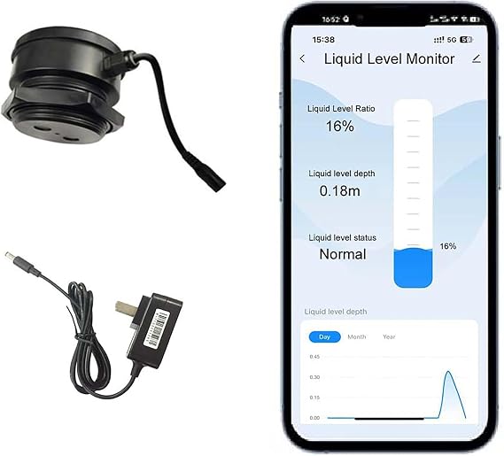 TLC2206 Tuya Smart Life Mobile APP Wireless WiFi Remote Ultrasonic Contactless Indoor Waterproof IP67 Liquid Water Oil Fuel Level Tank Monitor Sensor Controller Automatic Alarm Indicator