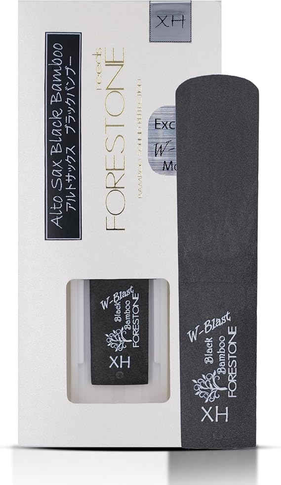 Forestone Black Bamboo W-Blast Synthetic Alto Saxophone Reed with Bamboo Fiber and Carbon Blend, French Filed Cut with Dark, Classical Sound Profile - Long-Lasting - Made in Japan Extra Hard (XH)