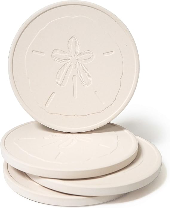 CoasterStone Absorbent Sand Dollar Drink Coasters 4.25" Width