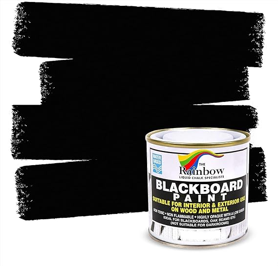 Chalkboard Blackboard Paint - Matte Finish [Black] - (8.5oz Cover 32 sf) | Brush on Wood, Metal, Glass, Wall, Plaster Boards Sign, Frame or Any Surface. Use with Chalk Pen Wet Erase, Non-Toxic