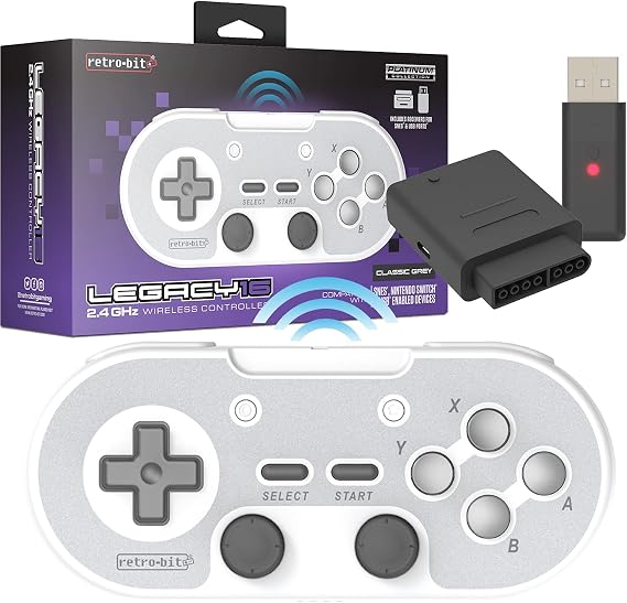 Retro-Bit Legacy16 2.4 Ghz Wireless Controller for SNES, Switch, PC, Mac, Raspberry Pi and Steam - Classic Grey (Nintendo Switch//)