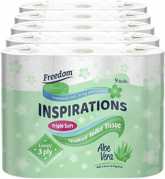 Freedom 3 Ply Quilted Toilet Roll 45 Rolls Aloe Vera Scented