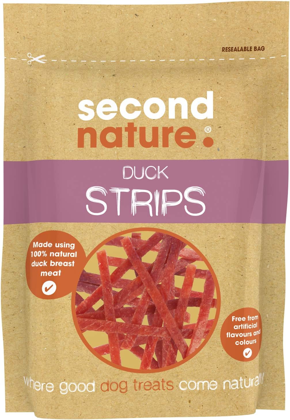Second Nature Premium, Dog Treats Duck Strips 14x80gm