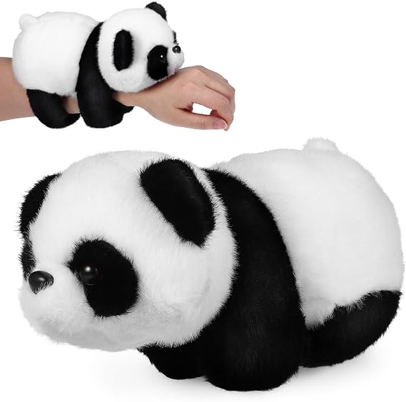 TOYANDONA Animal Slap Bracelet, 1pcs Panda Slap Bracelet Stuffed Animal Plush Hugger Panda Wristband for Kids Birthday Jungle Party Favors
