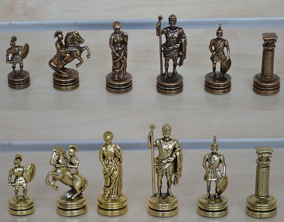 Manopoulos Romans Small Chess Set - Gold-Copper - Handmade in Greece