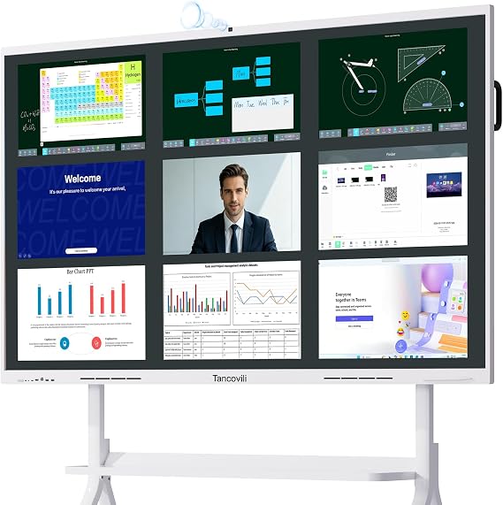 65" Touchscreen AI Smart Board, Google EDLA Certified Electronic Whiteboard 4K UHD Display Interactive Whiteboard for Office Classroom, Android 14 Smartboard, 8GB+128GB, Wireless Casting