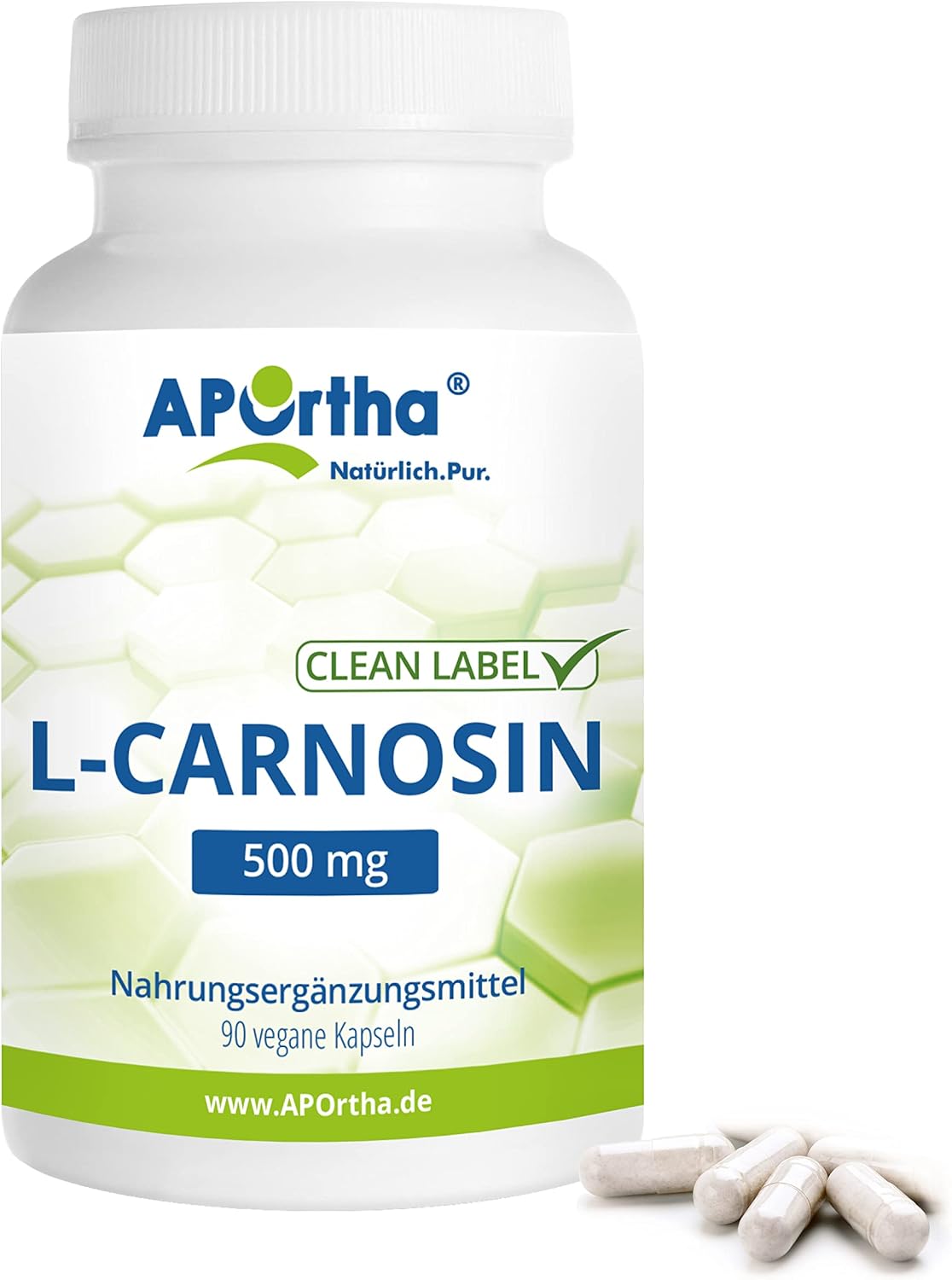 APOrtha® - L-Carnosine 500 mg - 90 Capsules 100% Pure L-Carnosine without Additives 500 mg L-Carnosine per Capsule