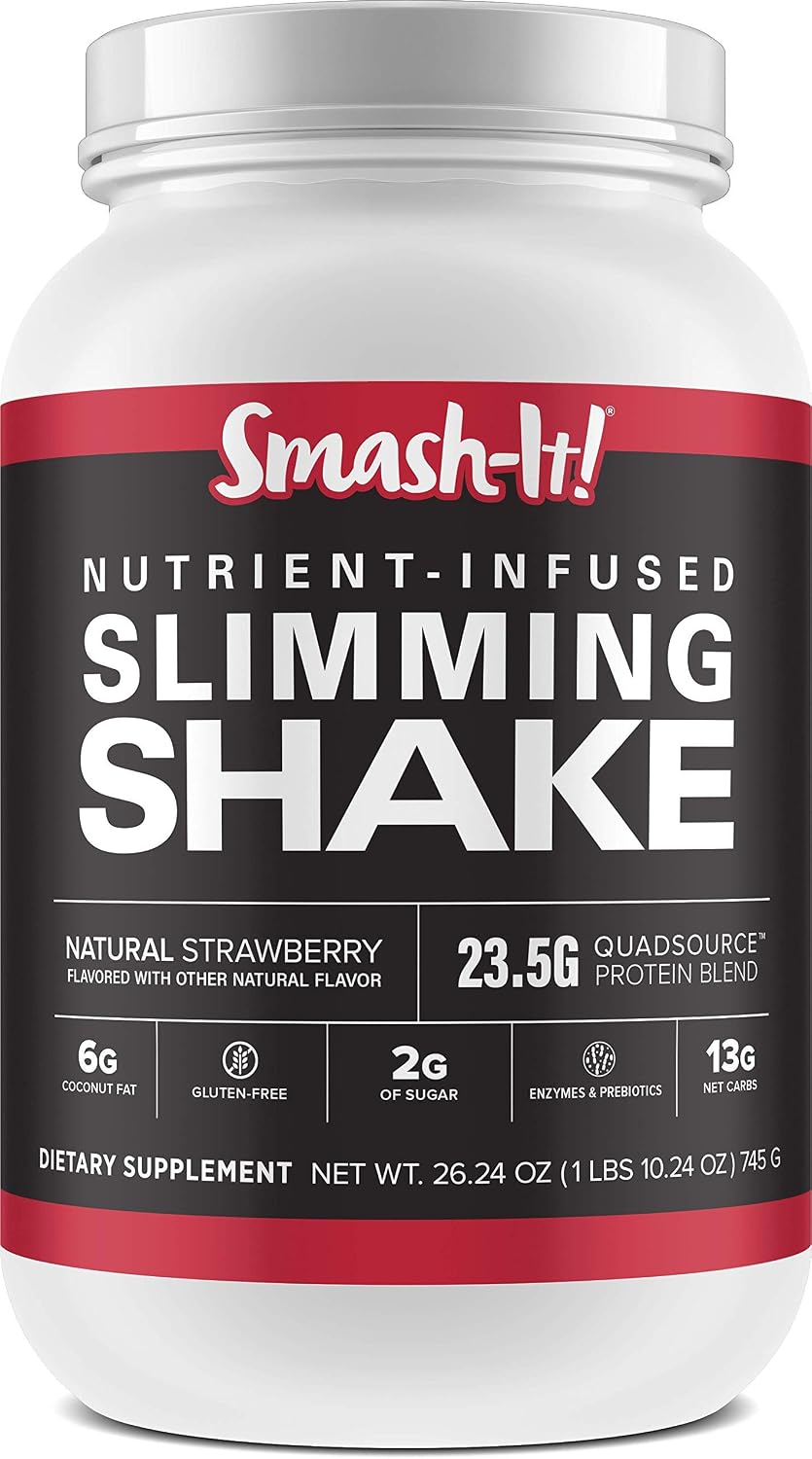 Primal Labs Smash-It Nutrient Infused Low Carb Protein Powder to Help Trim Down, Keto Meal Replacement Shake Powder, Gluten-Free Whey Protein Powder, Delicious Strawberry Flavor, 761 Grams