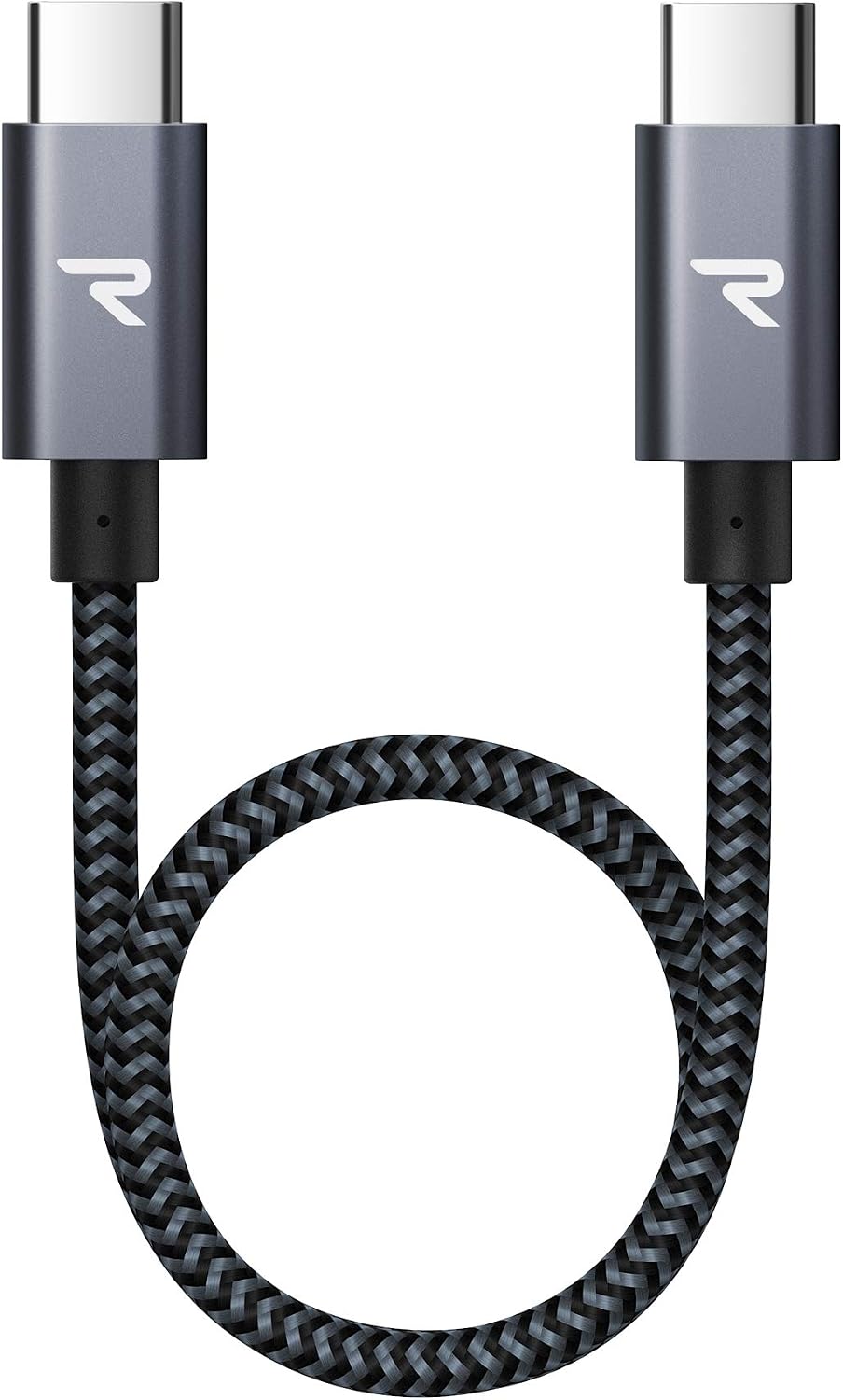 RAMPOW USB Type C Cable, Short 7.9 inches 20 cm, Black, Easy to Carry, PD3.0 & QC3.0 Ultra Fast Charging, High Speed Data Transfer, Heavy Duty Nylon, USB Cable, USB Cable for iPhone 16, Charging