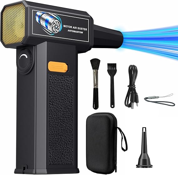 Electric Air Duster 150000RPM - Cordless Compressed Air Duster with Stepless Adjustable, Brushless Motor Blower for Computer Keyboard, Car, Home
