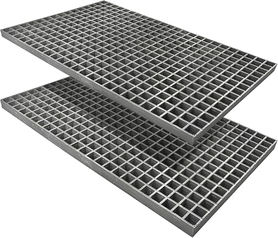 2 Pack 36x24x1.2in Fiberglass Molded Grating,Concave Surface,Grey