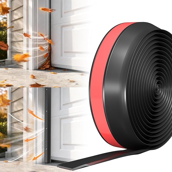 Garage Door Seal Top and Sides - 40FT TPE Garage Door Weather Stripping Kit, Flexible Side Seal for Blocking Drafts Rain Dust & Rodents, Easy Installation for DIY Homeowners, Black